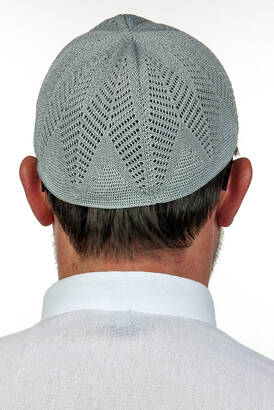 Berra Çelik Knitted Lace Prayer Cap Gray 1 Piece - 2