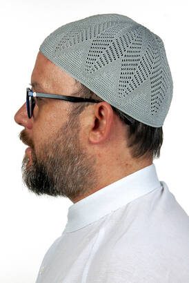 Berra Çelik Knitted Lace Prayer Cap Gray 1 Piece - 3