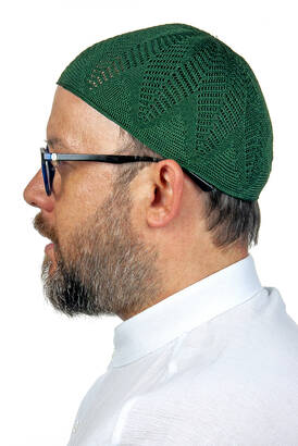 Berra Çelik Knitted Lace Prayer Cap Green 1 Piece - 2