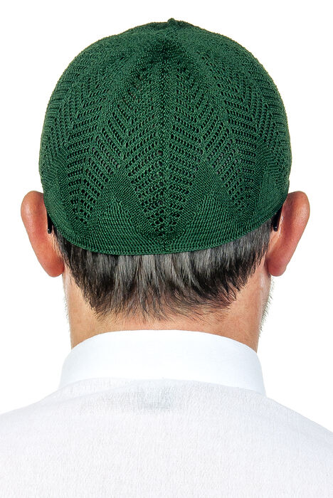 Berra Çelik Knitted Lace Prayer Cap Green 1 Piece - 3