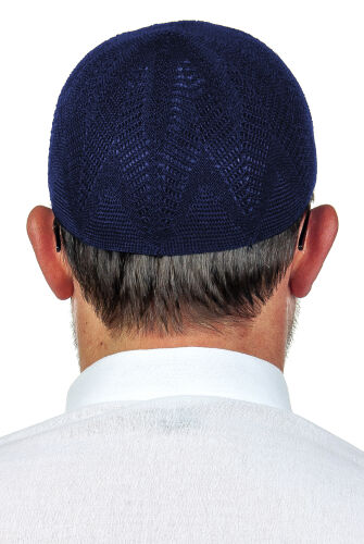 Berra Çelik Knitted Lace Prayer Cap Navy Blue 1 Piece - 2