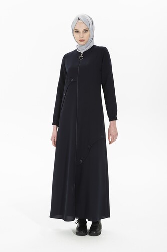 Bird Eyed Navy Blue Abaya 3471 - 1