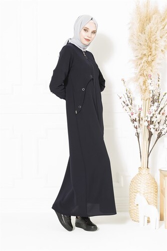 Bird Eyed Navy Blue Abaya 3471 - 2