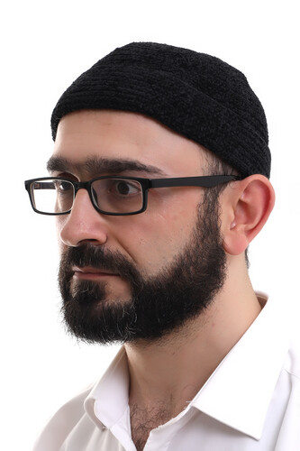 Black Folded Simple Pattern Winter Velvet Skullcap Hat - 1