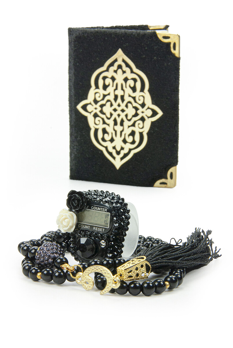 Black Stone Chanting - Pocket Size Arabic Yasin-i Şerif - Hajj Umrah Gift Set with Pearl Prayer Beads - 3