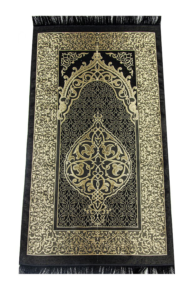 Black Women's Practical Headscarf Zippered One-Piece Prayer Dress Prayer Mat Set - 8