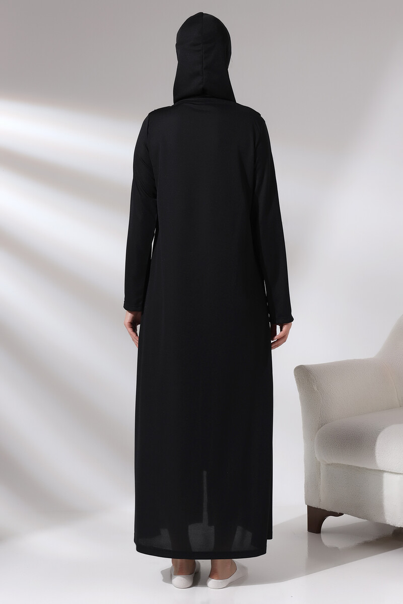 Black Women's Zippered One-Piece Self-Covered Prayer Dress - 4