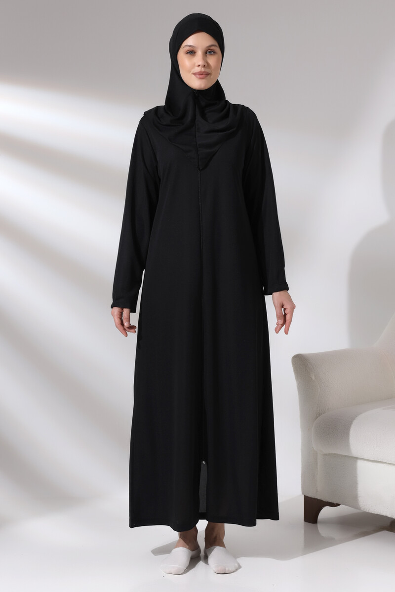 Black Women's Zippered One-Piece Self-Covered Prayer Dress - 6