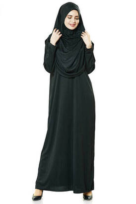 Black Prayer Dress - Kaaba Pattern Prayer Rug and Rosary - Worship Set - 4