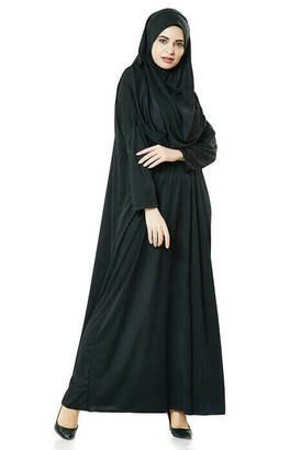 Black Prayer Dress - Kaaba Pattern Prayer Rug and Rosary - Worship Set - 8