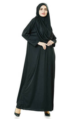 Black Prayer Dress - Kaaba Pattern Prayer Rug and Rosary - Worship Set - 9