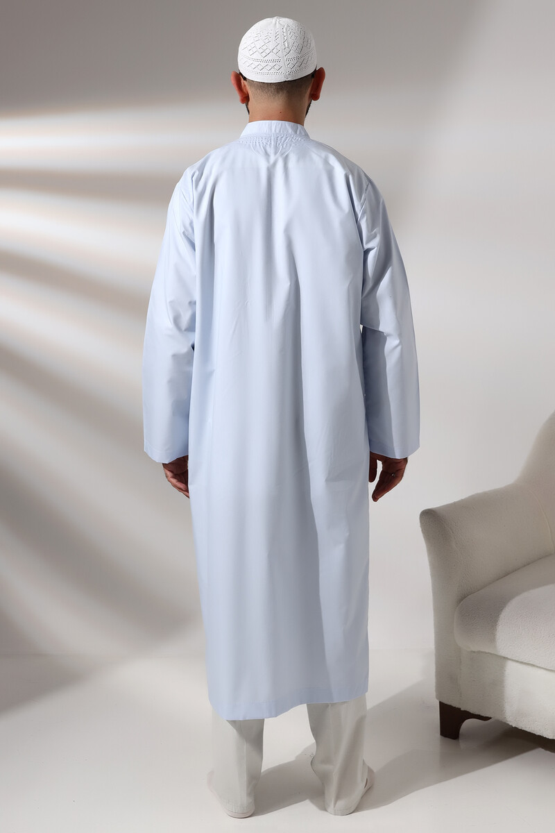 Blue Men's Prayer Robe V-Neck Buttonless Open Front Prayer Robe - 7