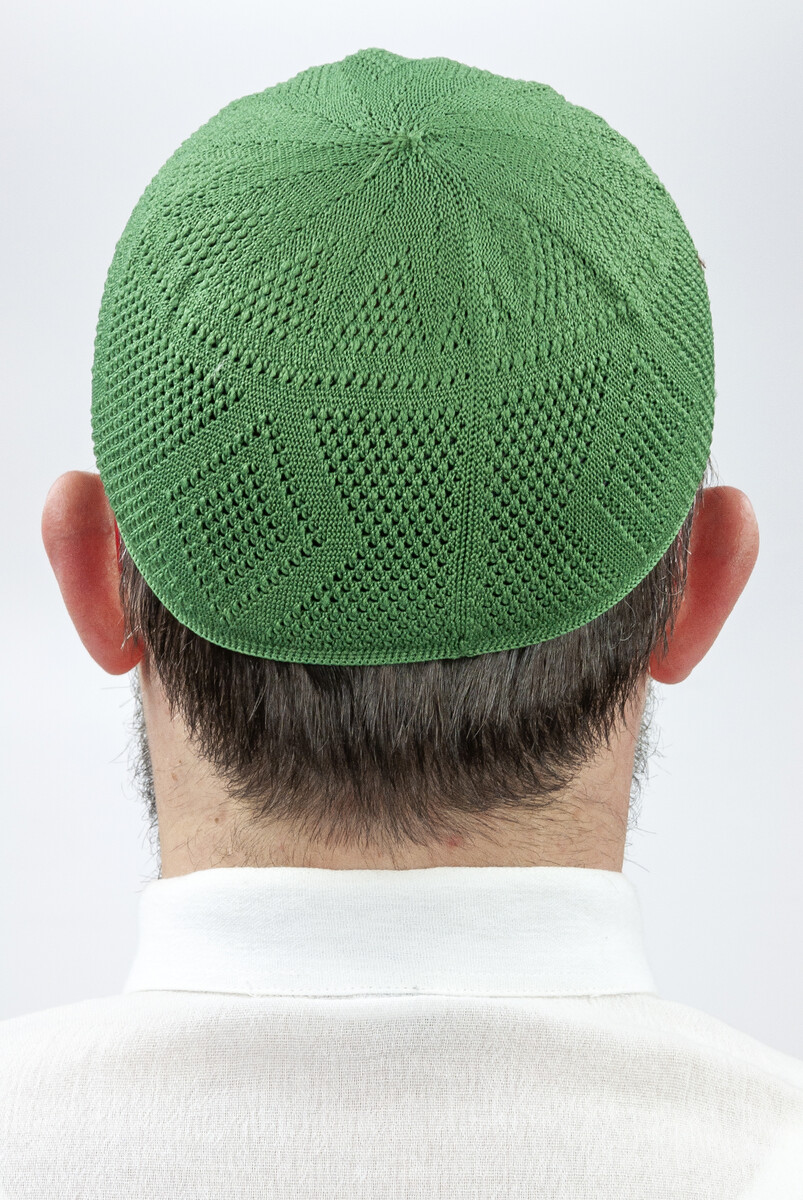 Bowknot Lace Knitted Prayer Cap - Green - 3