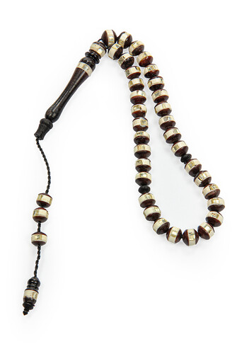 Brown and White Embroidered Gift Set of 33 Kuka Prayer Beads - 1