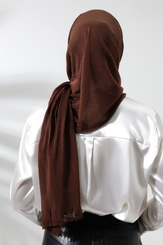 Brown Hijab Ready Made Practical Corded Cotton Shawl - 6