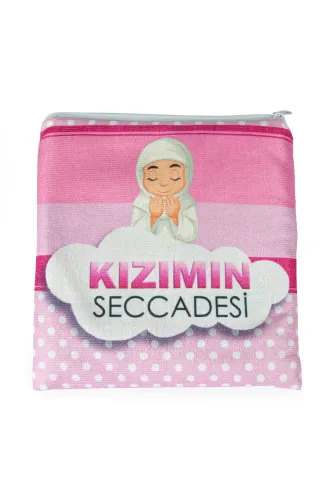 Çantalı Kız Çocuk İsimli Seccade, Tesbih, Namaz Öğreniyorum Kitabı Seti - 8