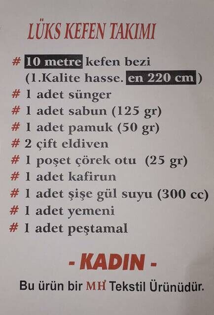 Bayan Kefen Takımı Cenaze Levazımatı 2.2 X 10 Metre - 3