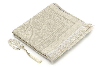 Chenille Luxury Prayer Rug Cream With New Altar - 2