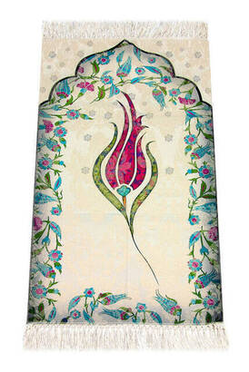 Children's Prayer Rug - Tulip Pattern - Fuchsia Color - 1