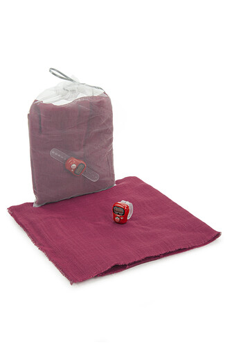 Cotton Mevlüt Cover with Tulle Pouch and Zikrmatik Counter Set Claret Red - 1