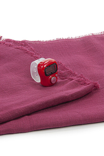 Cotton Mevlüt Cover with Tulle Pouch and Zikrmatik Counter Set Claret Red - 4