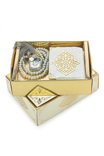 Cream Stone Chanting - Pocket Size Arabic Yasin-i Şerif - Hajj Umrah Gift Set with Pearl Prayer Beads - 2