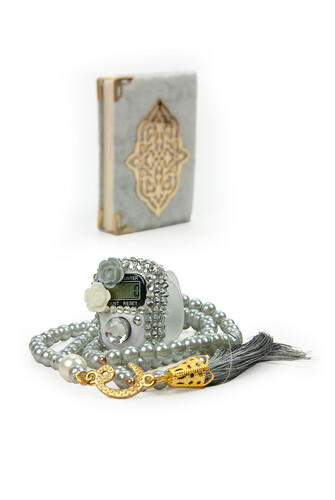 Cream Stone Chanting - Pocket Size Arabic Yasin-i Şerif - Hajj Umrah Gift Set with Pearl Prayer Beads - 3