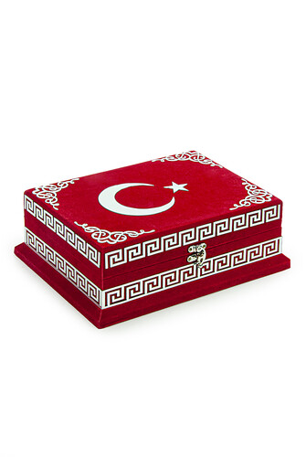 Crescent and Star Türkiye Special Design Quran Set with Velvet Storage - 2