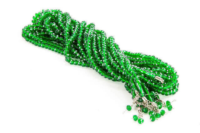 Crystal-Look 99 Hajj Umrah Gift Rosary 10 Pieces Green - 2