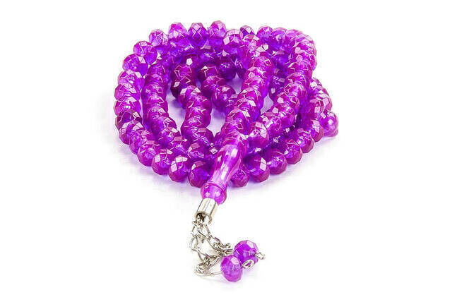 Crystal Appearance 99 Hajj Umrah Gift Rosary 10 Pieces - Plum - 3