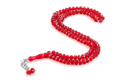 Crystal Appearance 99 Pieces Hajj Umrah Gift Rosary 10 Pieces - Red - 1