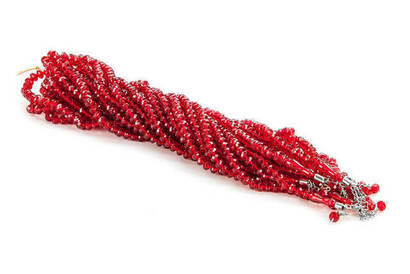 Crystal Appearance 99 Pieces Hajj Umrah Gift Rosary 10 Pieces - Red - 2