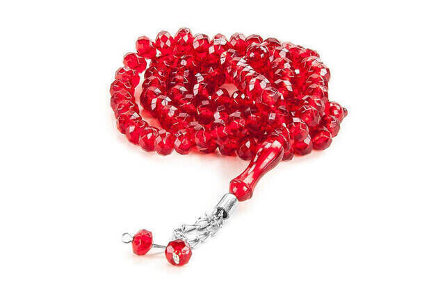 Crystal Appearance 99 Pieces Hajj Umrah Gift Rosary 10 Pieces - Red - 3