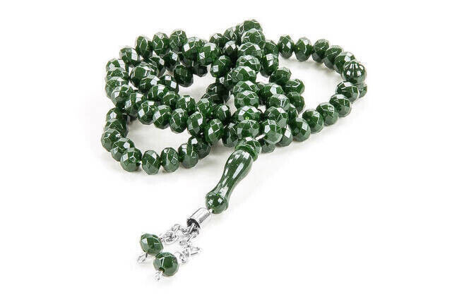 Crystal Look 99 Rosaries Mevlüt Hajj Umrah Gift 10 Pieces Dark Green - 3