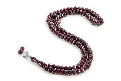 Crystal Look 99 Rosary Mevlüt Hajj Umrah Gift 10 Pieces Damson - 1