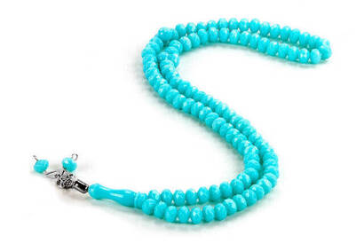 Crystal Look 99 Rosary Mevlüt Hajj Umrah Gift 10 Pieces Turquoise - 1