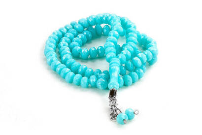 Crystal Look 99 Rosary Mevlüt Hajj Umrah Gift 10 Pieces Turquoise - 3