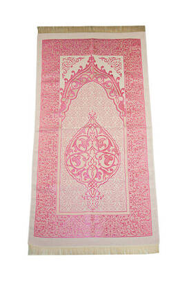 Custom Cylinder Box Set Pink Color With Prayer Rug and Pearl Rosary - 3