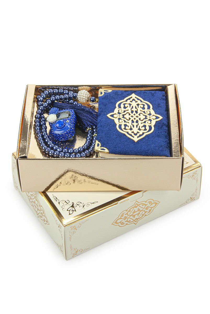 Dark Blue Stone Chanting - Pocket Size Arabic Yasin-i Şerif - Hajj Umrah Gift Set with Pearl Prayer Beads - 2