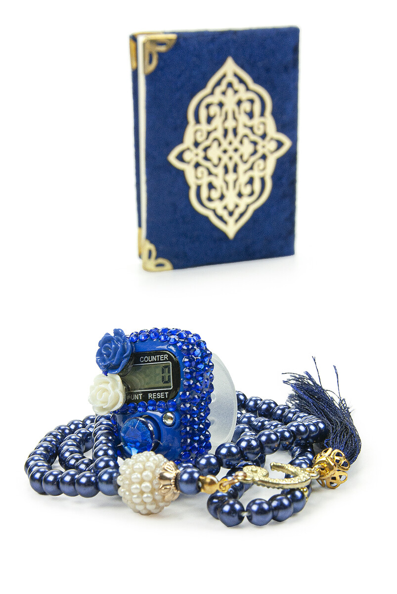 Dark Blue Stone Chanting - Pocket Size Arabic Yasin-i Şerif - Hajj Umrah Gift Set with Pearl Prayer Beads - 3