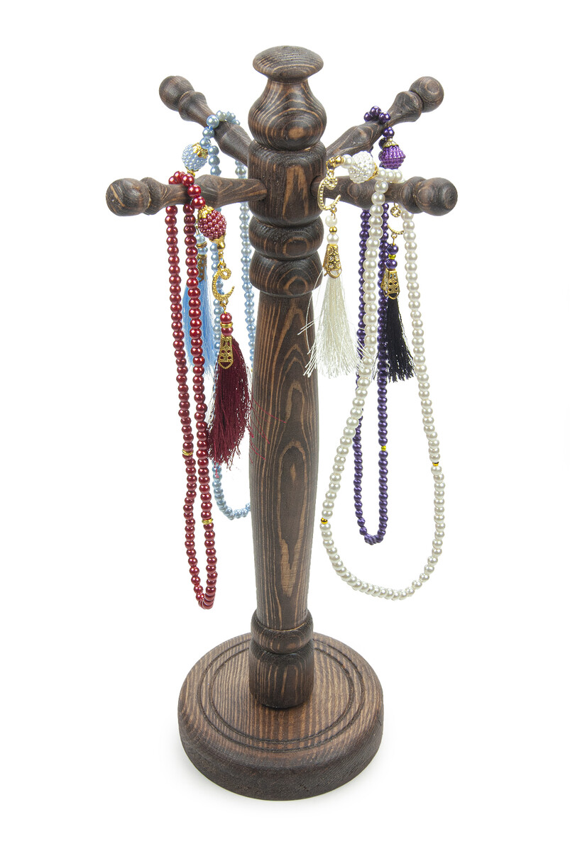 Dark Brown Wooden Prayer Beads Stand - 2