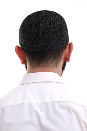 Dark Gray Orlon Winter Prayer Skull with Diamond Pattern Skullcap - 6