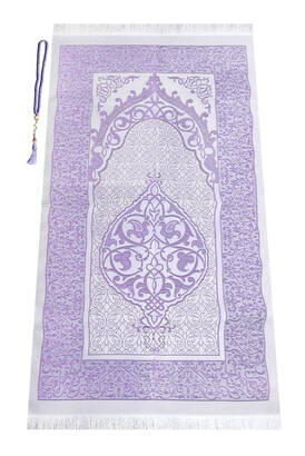 Dear Mother, A Special Cylinder Box Set with Prayer Rugs and a Pearl Rosary - Lilac Color - 7