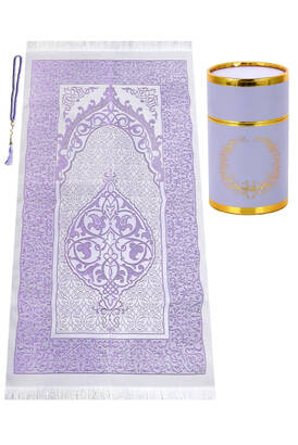 Dear Mother, A Special Cylinder Box Set with Prayer Rugs and a Pearl Rosary - Lilac Color - 1