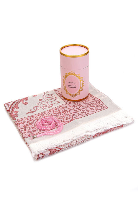 Dear Mommy Prayer Rug and Pearl Rosary Set with Special Cylinder Boxa - 1