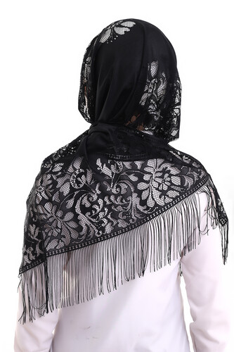 Delicate Cotton Tulle Shawl Black-2 60x160 - 6