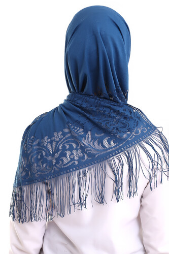 Delicate Cotton Tulle Shawl Blue-2 60x160 - 5