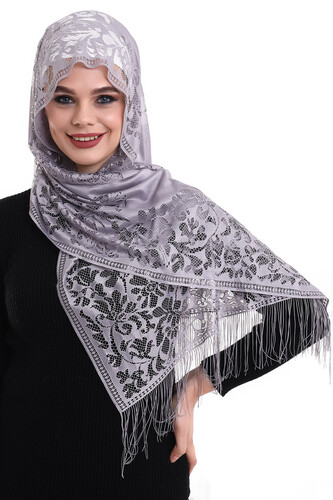 Delicate Cotton Tulle Shawl Lilac-2 60x160 - 1