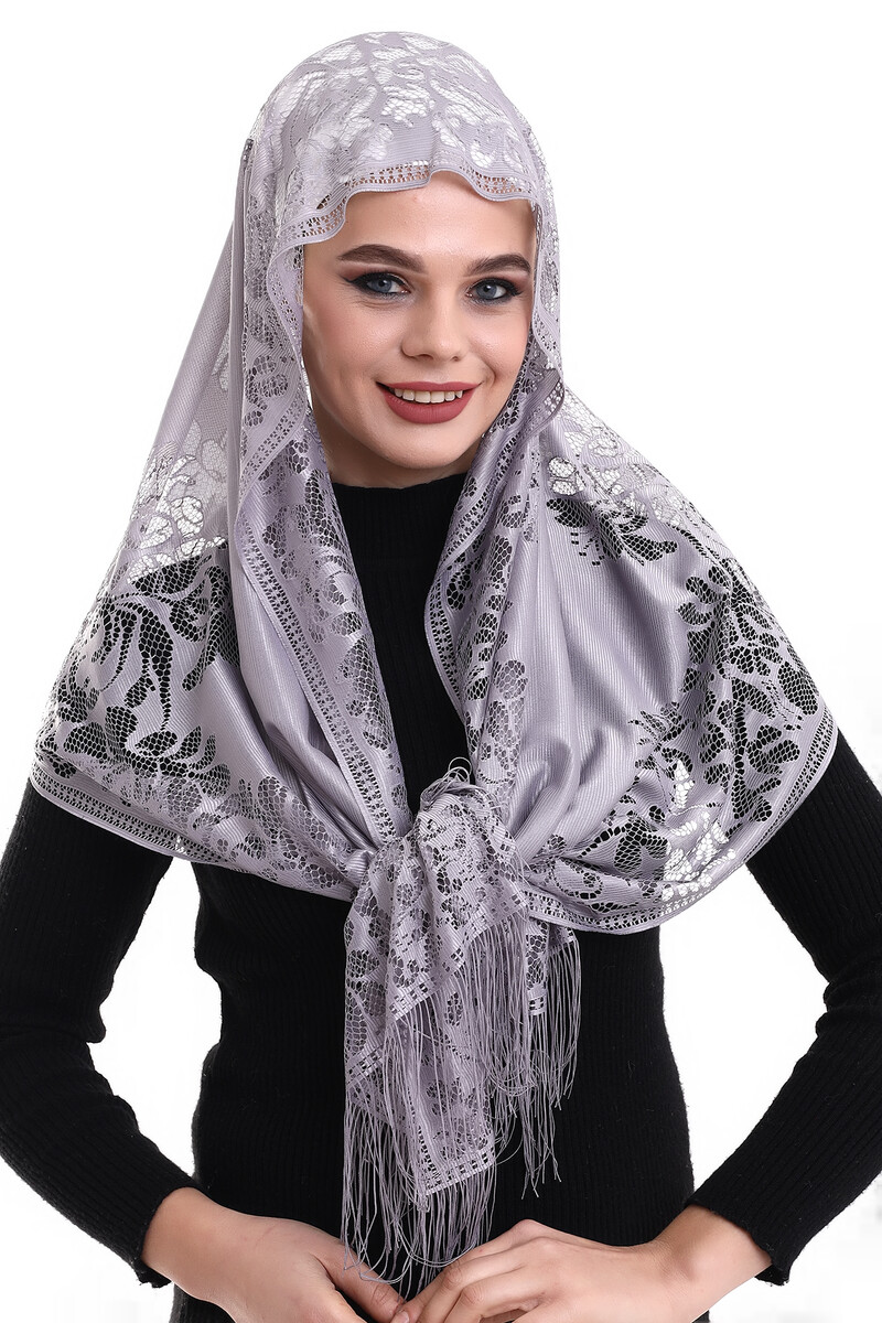 Delicate Cotton Tulle Shawl Lilac-2 60x160 - 5