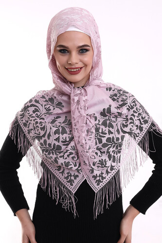 Delicate Cotton Tulle Shawl Pink-2 60x160 - 3